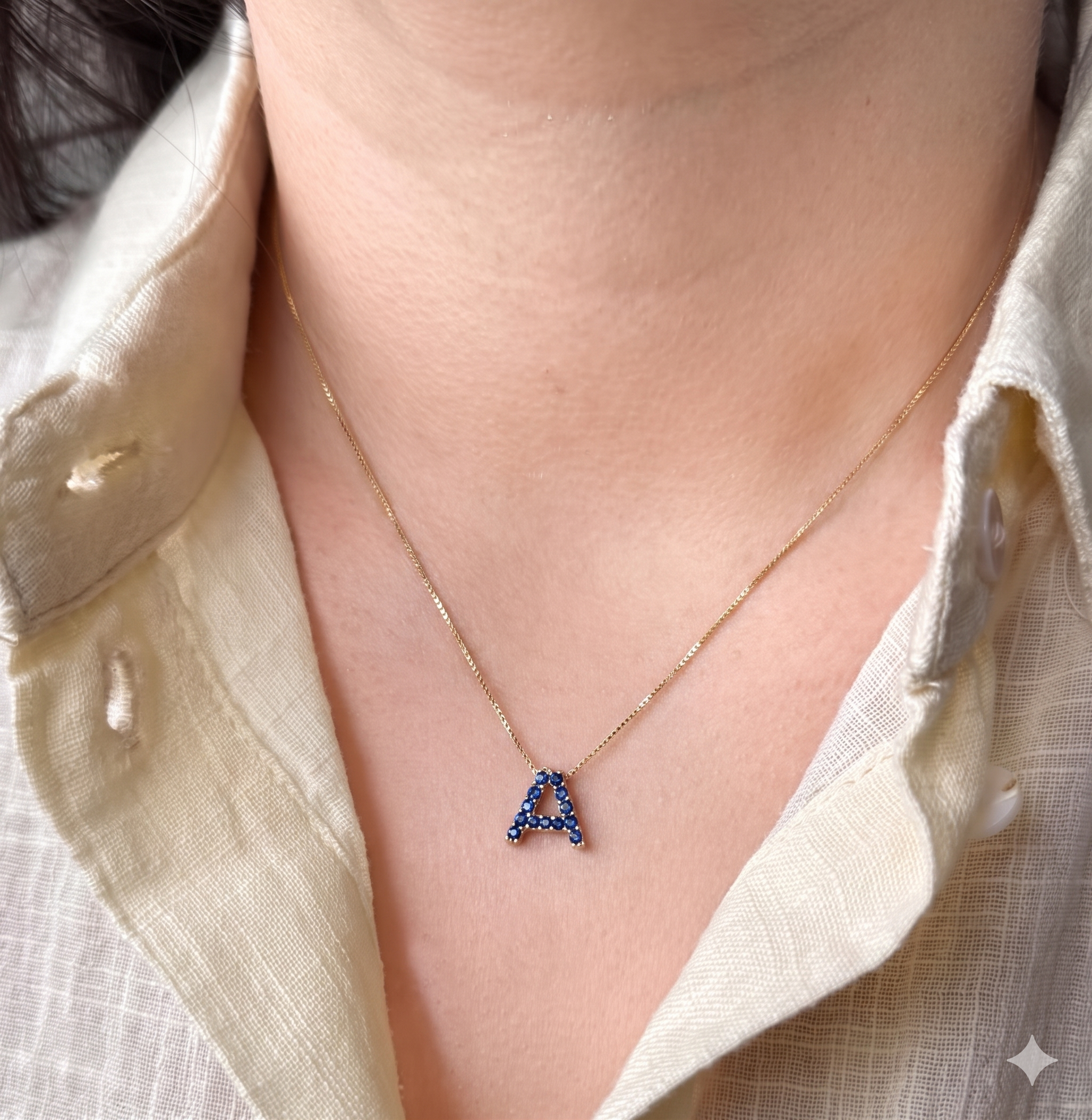 Sapphire Initial Letter Pendant