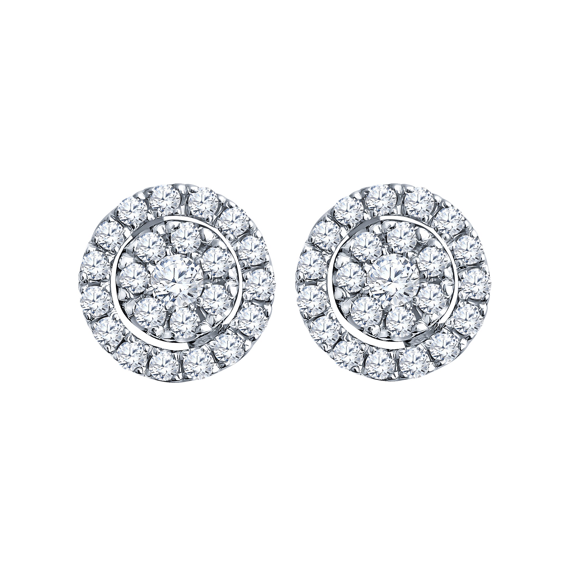 Diamond Cluster Double Halo Stud Earrings