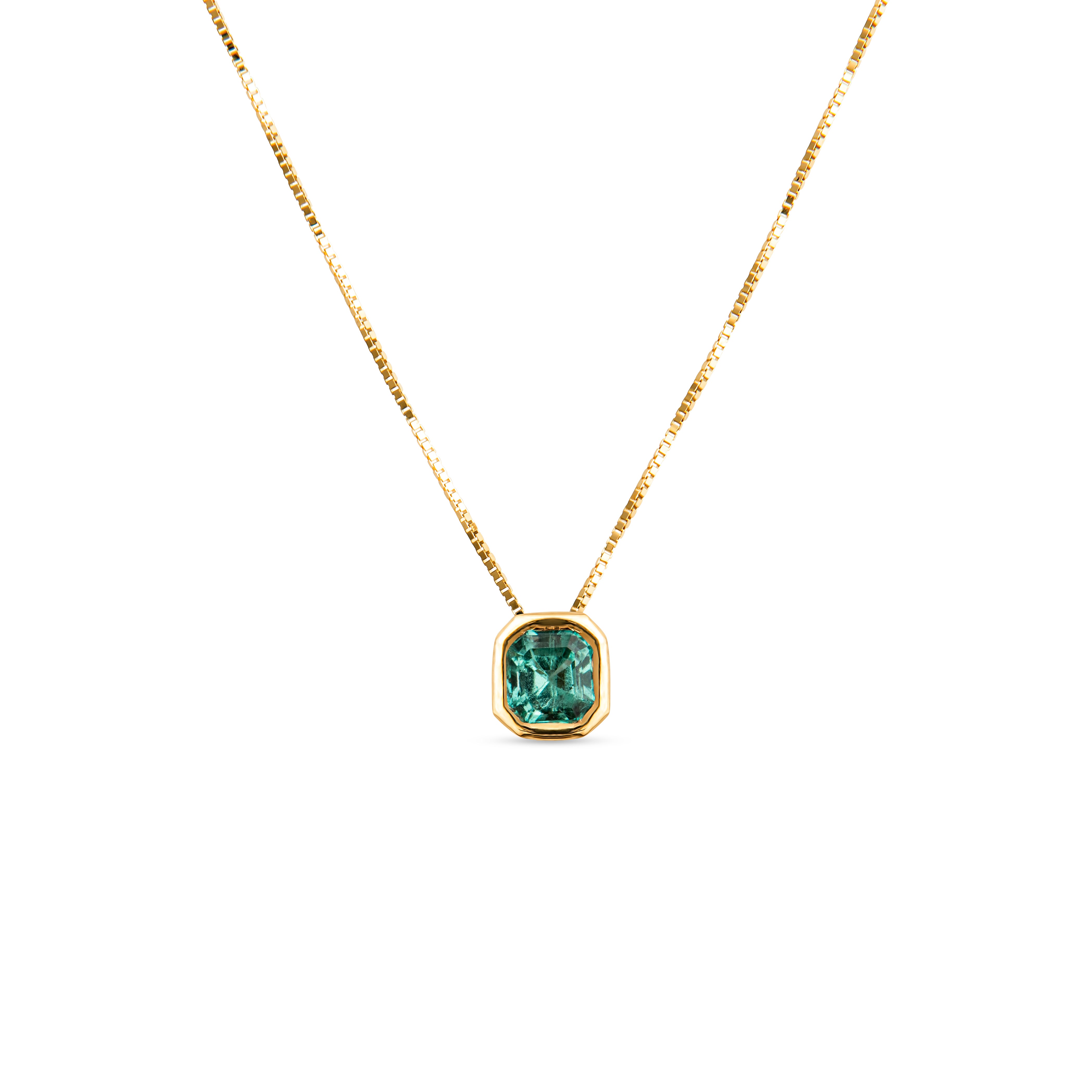 Emerald Bezel Solitaire Pendant