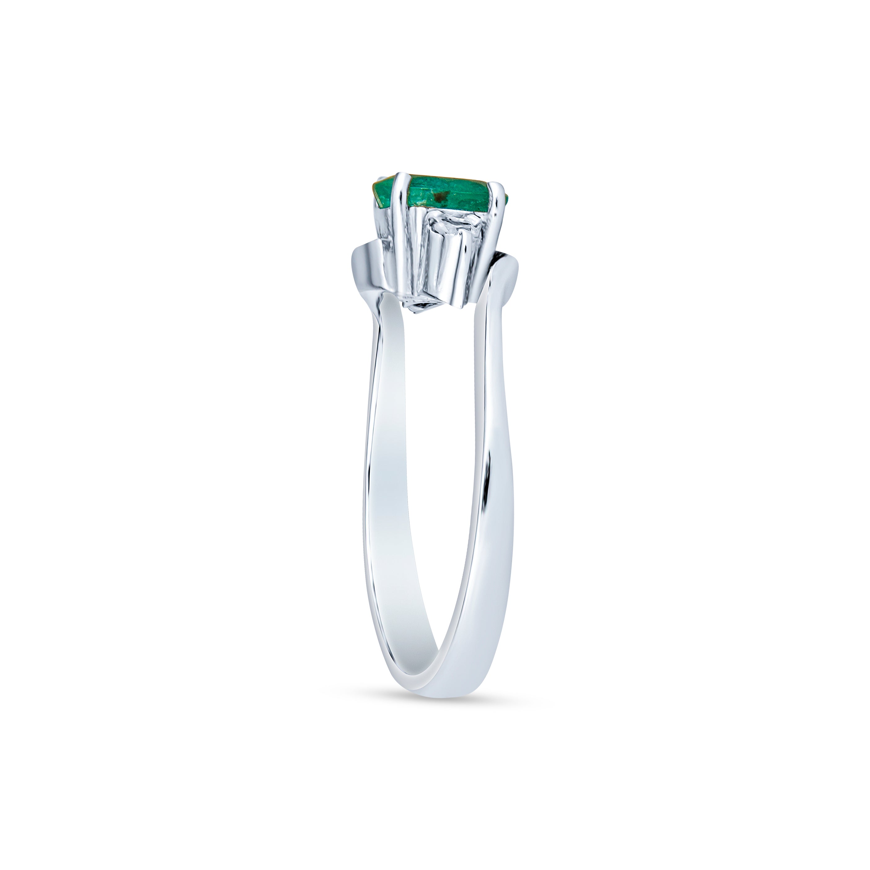 Oval Emerald Bypass Ring with Diamond Accents