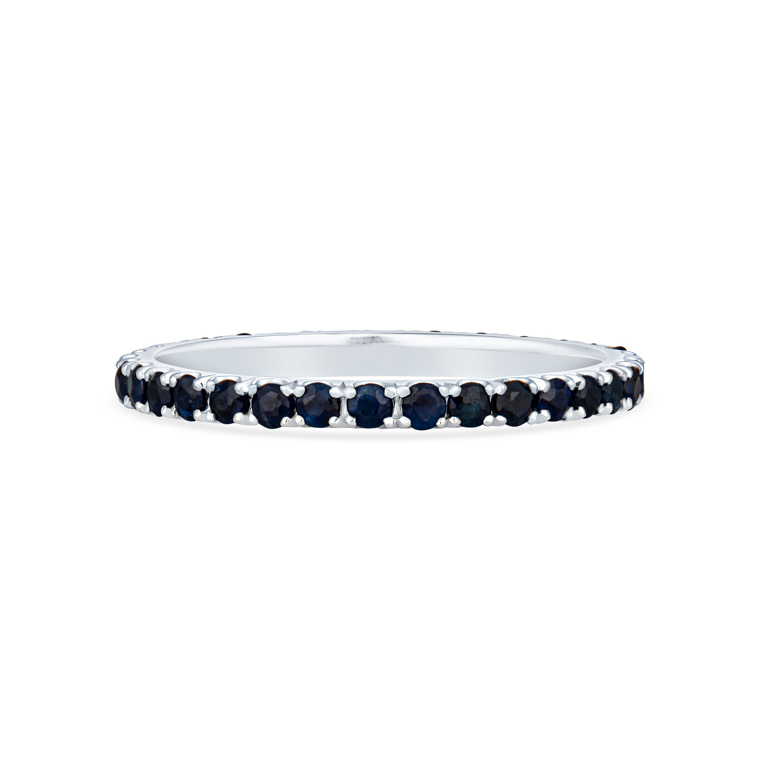 Deep blue sapphire eternity band in 18K gold